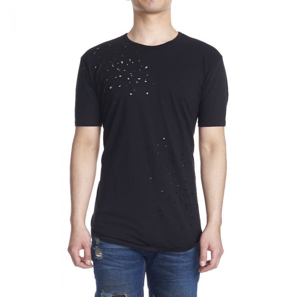 EPTM MEN'S BLAST LONG TEE S Black Distressed Short Sleeve Tshirt